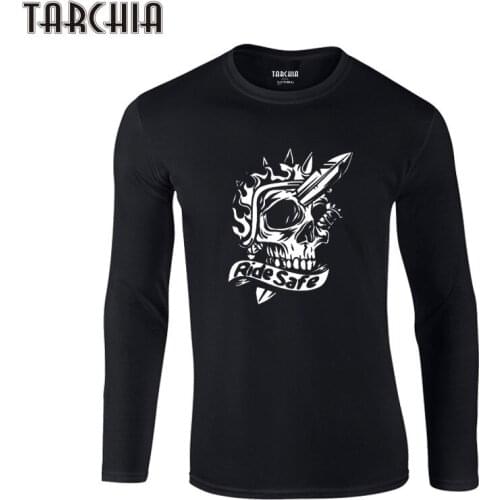 TARCHIA 100% Cotton Plus Size Mens Tee Fashion Tee 2021 Brand Free Shipping Eur Size Long Sleeve Men T-Shirt Skull