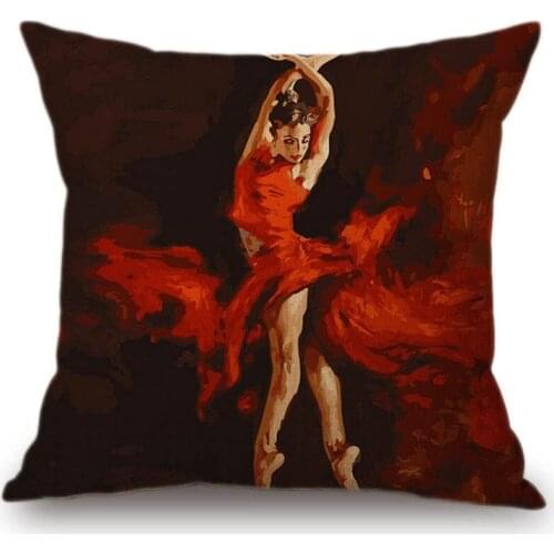 Home Art Decoration Oil Painting Ballet Dancer Lounge Sofa Cushion Cover Luxury Elegant European Style Cotton Linen Pillow Case