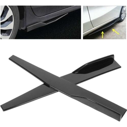 2Pcs Universal Side Skirt Rocker Splitters Lip Winglet Wing Diffuser 74.5cm Glossy Black