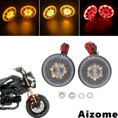 Universal Motorcycle Turn Signals LED Reflectors For Kawasaki Honda Ruckus Grom Z-125 Pro w/ Red Light Brake Stop Lamp Reflector