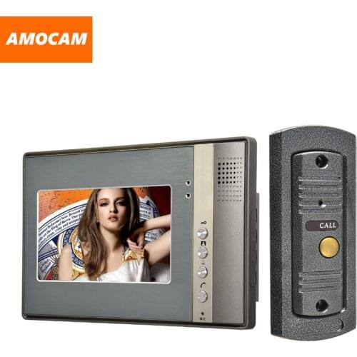 7" Monitor Video Door Phone System Video Intercom IR Night Vision pinhole Door Camera wired alloy video doorbell interphone kits
