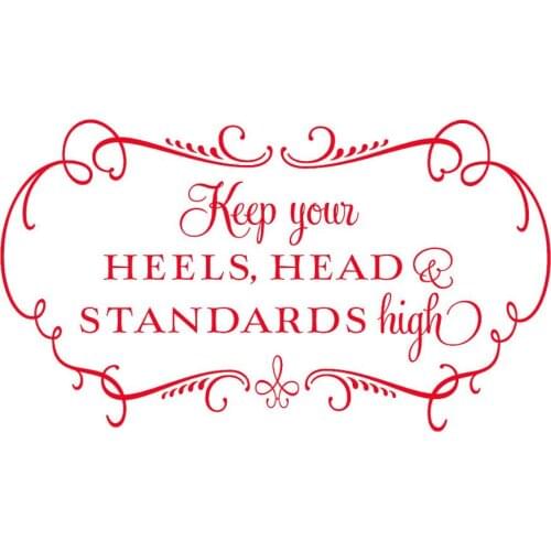 Keep your heels head & shoulders high Vinyl Wall Decal Girls Room Decor Fashion Quote Removable Wall Sticker G397