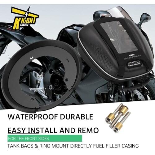 Waterproof Motorcycle Saddle Tank Bags & Ring Mount Directly Fuel Filler Casing For SUZUKI GPS Phone Bigger Window Luggage