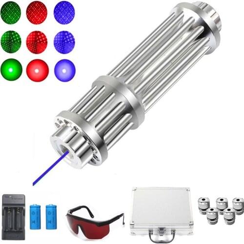 High Powerful Blue Laser Torch 450nm 10000m Focusable Green Red Laser Pointer pen Flashlight burn match candle lit cigarette