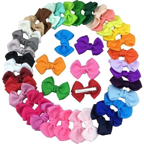 XIMA 600pcs/lot 2.5inch DIY Solid Grosgrain Ribbon Hair Ribbon Bows With Clip Hair Bows Kids Hair Accessories