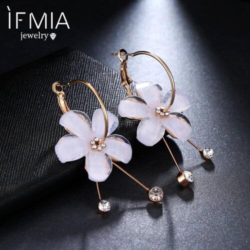 IFMIA Fashion Long Tassel Earrings Women Rhinestone Acrylic Flower Earrings Brincos Statement Bohemian Womens Jewelry 2018 new