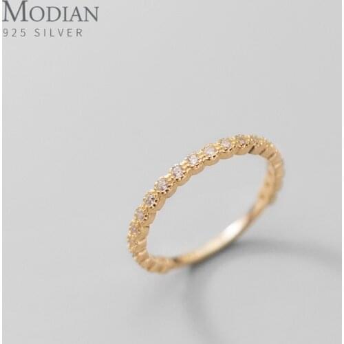 Modian Hight Quality 925 Sterling Silver Luminous Zircon Simple Stackable Wedding Engagement Rings for Women Fine Jewelry Bijoux