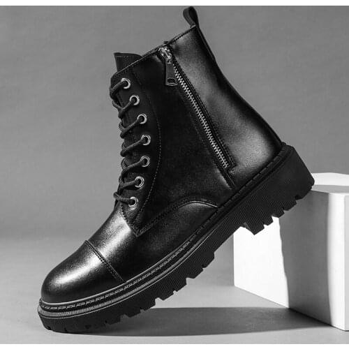 PUPUDA Winter Warm Men Boots Leather Men Cowboy Boots Waterproof Fashion Classic Ankle Boots High Top Male
