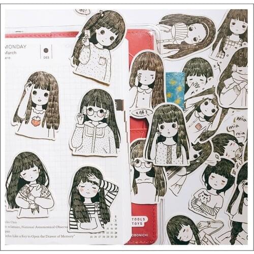 20pcsCute illustration cute girl Stickers Crafts And Scrapbooking stickers book Student label Decorative sticker DIY Stationery