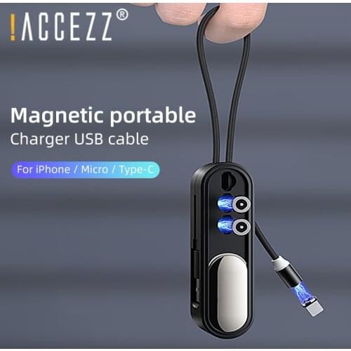 Wonderlife 3 in 1 Short Magnetic USB Cable With Magnetic Plug Box Storage For iPhone 11 Pro XS MAX XR X Xiaomi Charging Wire