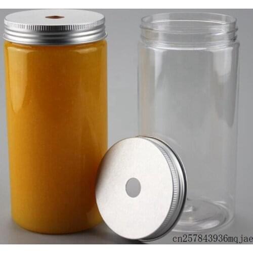 50pcs 500ml Plastic Drink Bottles with Aluminum Lids Plastic Tube PET Jar Beverage Wide Mouth Tea Bottle