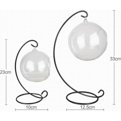 50pcs Black White Micro Landscape Ecology Bottle Holder Iron Hooks Vase Glass Ball Hanging Bracket Stand 32cm 23cm