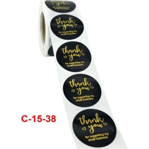 500pcs 38mm Thank You Stickers Labels Seals Thank You for Supporting My Small Business Stickers Round Kraft Black Labels