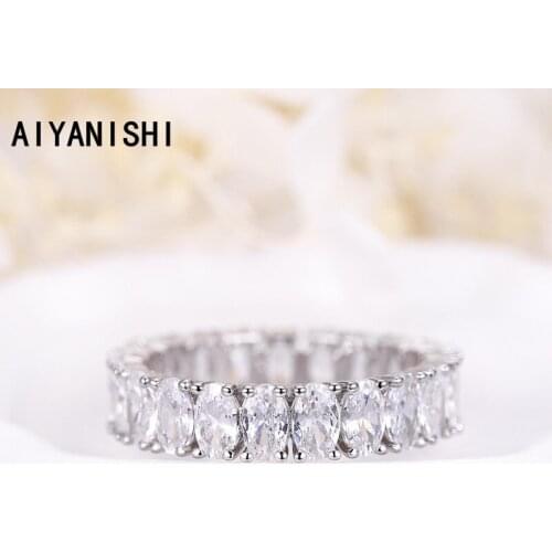 AIYANISHI Solid 925 Sterling Silver Micro Pave Setting Zircon Circle Dainty Rings for Women Wedding band Valentines Day Gifts