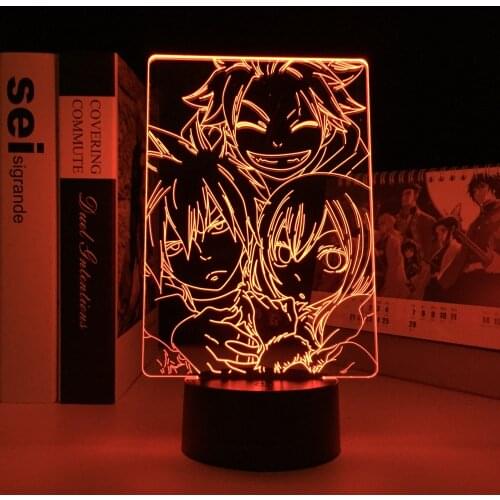 Anime Fairy Tail Natsu Dragneel And Gray Fullbuster Night Light Led Touch Sensor Nightlight for Child Room Decor Table 3d Lamp