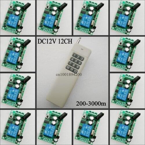 3000M 12CH RF Wireless remote control switch system 1 (controller)transmitter +12 receiver(switch)12V 10A Toogle Momentary