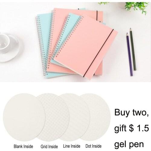 Color/Transparent PP Material Cover Silver Double Coil Ring Spiral Notebook Paper A5 B5 Dot Blank Grid Line Inside Paper Notepad