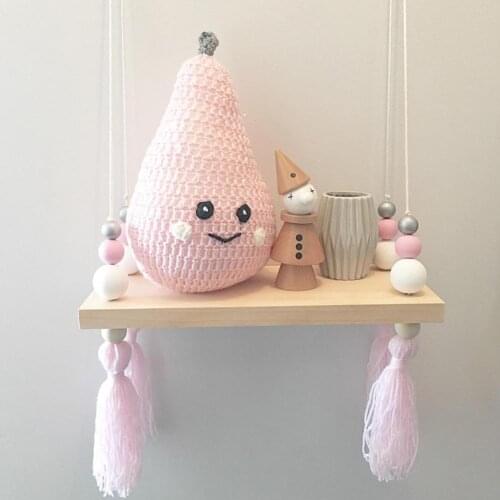 Nordic Style Wooden Board Bead Tassels Storage Rack Rope Hanging Shelf Decor Bedroom Living Room Kitchen Office DIY holder декор