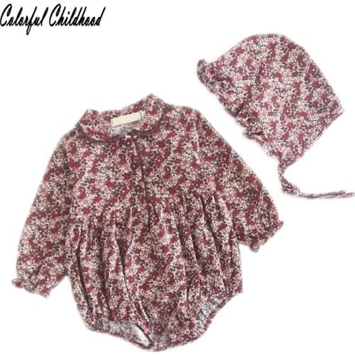 New Infant Bodysuits Baby Long Sleeve Girl Children Clothes Funny Flora Body For Infant Baby Kids Cotton babe Bodysuit With Hat