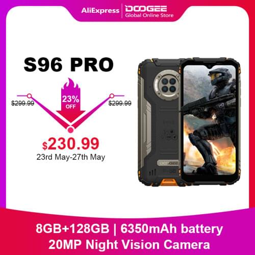 Doogee S96 Pro Rugged Mobile Phone 20MP Night Vision Camera 8G RAM+128G ROM MT6785 6350mAh NFC Supported 6.2'' Phone