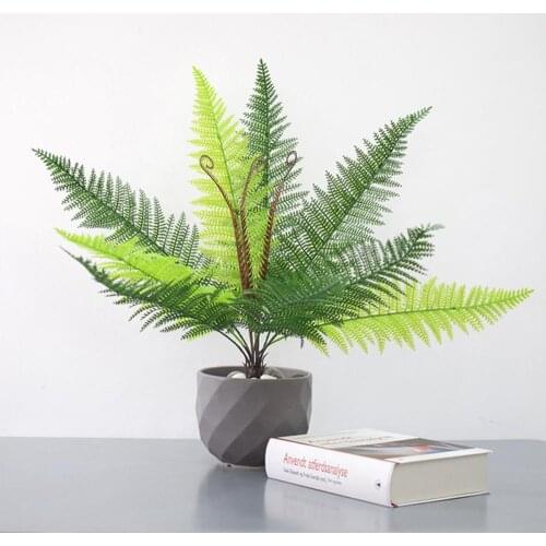 1PC Artificial Plant, Plastic Plants Boston Leaves Persian Grass Simulation Fake Bushes Garden Office Verandah Wedding Decor