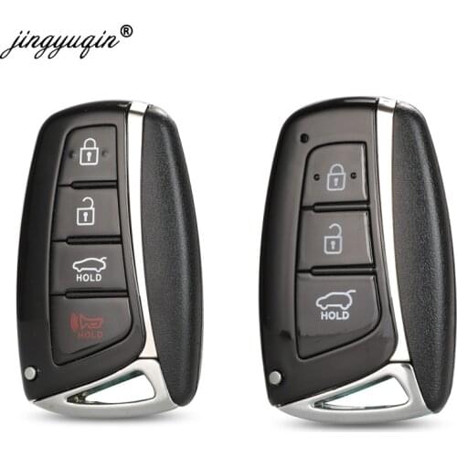 Jinyuqin 3 4 Buttons Smart Key Case For Hyundai Genesis 2013-2015 Santa Fe Equus Azera IX45 Remote Key Shell Fob Replacement