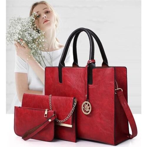 Fashion Women Bags set 3 Pcs Large Casual Tote Bags Leather Female High Quality Shoulder Bag Ladies Handbag Messenger Bag Purse