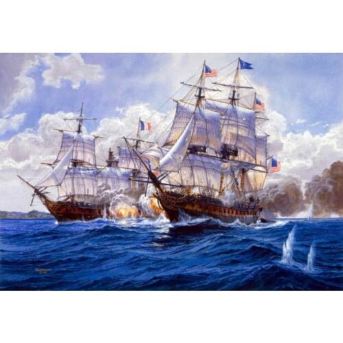 Best Gift Home Decor Ship Naval Battle Oil Painting Picture Printed On Canvas For Home Decoration