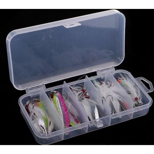 10pcs Metal Spoon Fishing Lures Trout Lure Paillette Hard Bait Wobblers Sequins Baits with Artificial Feathers