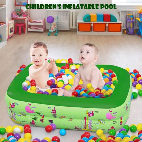Cartoon Inflatable Baby Swimming Pool Rectangular Summer Outdoor Backyard Water Play Pool Bathtub for 1-2 Kids Children