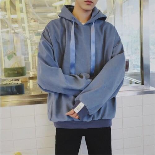 Mens Fashion Solid Streetwear Sweatshirts Couple Cotton Casual Hooded Pullover Spring Japanese Loose Male Hoodies Harajuku