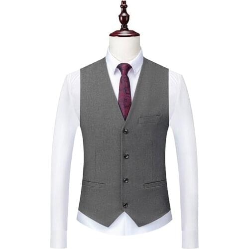 Fashion Men Vests Waistcoat Solid Color V Neck Sleeveless Buttons Blazer Plus Size Formal Business Jacket Vests size 4XL 5XL 6XL