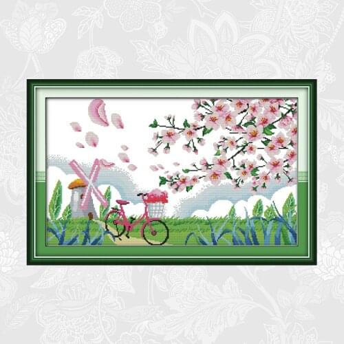 DIY Handwork Cross Stitch Gentle Breeze in Spring Printed on Canvas DMC 11CT 14CT Cross Stitch Kits Embroidery Set Needlework