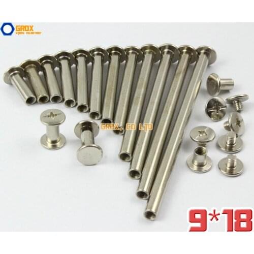 50 Pieces 9 x 18mm Nickel Plated Chicago Screw Stud Rivet Belt Strap Fastener (5mm Shank Diameter)