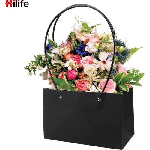 Shopping Package For Wedding Birthday Party Favor Gift Christmas New Year Kraft Paper Bag With Handle Flower Bag