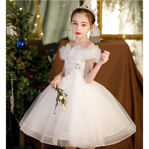 Girls Dress Elegant Off Shoulder Princess Children Party Dress Wedding Gown Kids Dresses for Girls Birthday Party Dress Vestido