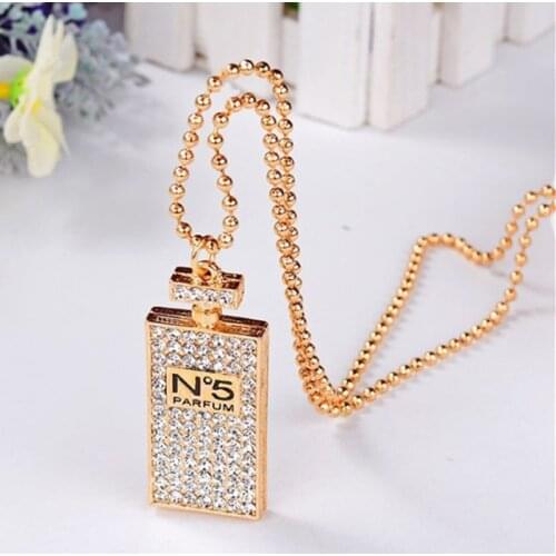 Lovely Gold Necklace For Women Fashion Statement Necklace Perfume Bottles Pendants Fine Jewelry Costume Jewelry Drop Shipping