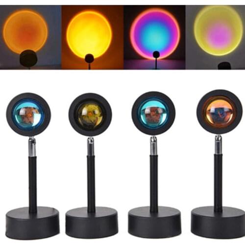 Rainbow Sunset Projector Lamp Atmosphere Led Night Light Home Bar Take Video Background Wall Decoration Colorful Projector Light