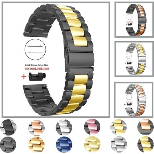 Stainless steel Watchband For Xiaomi Huami Amazfit GTR 47/42mm Metal Bracelet Band for Amazfit Stratos 3 GTS Bip S 20/22mm Strap