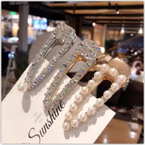 Luxury Shiny Full Crystal Hairpins Woman Hair Accessories Pearl Hair Clips Korean Style Hair Grip Girls Sweet BB Clips Barrettes