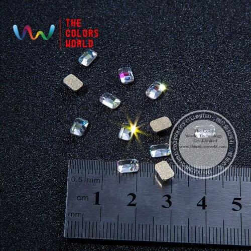 TCSZ003 3D 4*6MM Rectangle Shape Clear Glitter Shinny Crystal Diamond for Nail Art Rhinestones Decorations DIY
