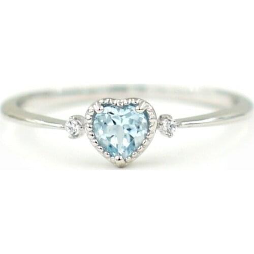 The New Ms Color Treasure To Europe And The United States Set With Blue Topaz Stone Ring Heart-Shaped Engagement Ring