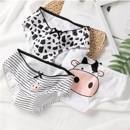 Hot Sexy Panties Cute Cartoon Cow Briefs Underwear Women Seamless Underpants Women Lingerie Female Soft Pants Low Rise Tangas