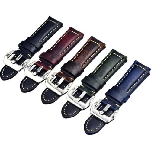 Hand Made Vintage 20mm 21mm 22mm 24mm 26mm Crazy Horse Leather Strap