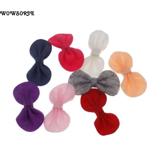 Wowsorie Bow-knot Handmade Flower Solid Color 2018 New Head Jewelry Girl Elegant Headwear Bow No Hair Clip 16Pcs/lot 066
