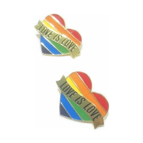 Factory direct rainbow heart type brooch iron butterfly buckle paint Pride Rainbow badge clothing collar needle gay lapel pin