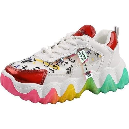 2021 NEW Women Chunky Sneakers Platform Autumn Shoes Sequined Casual Bling Female Red Dames Dad Shoe Zapatillas Mujer