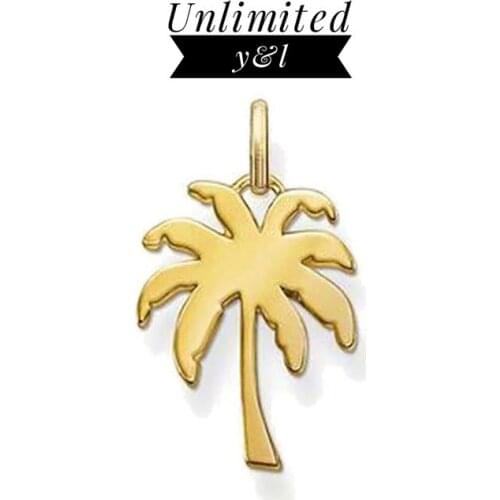 Gold Color Coconut Palm Trees Pendants Fashion DIY Jewelry Thomas Style Silver Necklace Accessories for Women Gifts