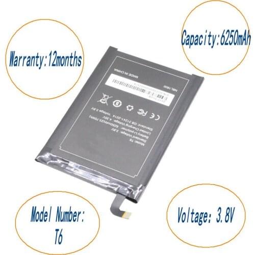 10pcs/lot 6250mAh T6 HT6 Replacement Li-Polymer Battery For Homtom HT6 & DOOGEE T6 T6 PRO Smart Mobile Cell Phone Battery