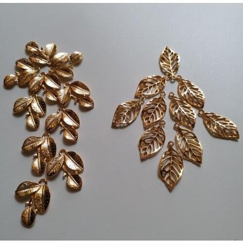 10pcs/lot diy beaded Patches for clothing Alloy leaf decoration parches jewelry accessories for hair clothes hat bags
